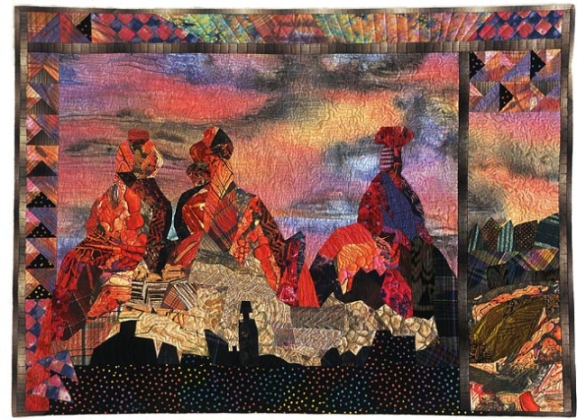 Interpretation from a photograph I took at Bryce Canyon, UT. Begun under Ruth McDowell's tutelage in Independent Study. Machined pieced and quilted.