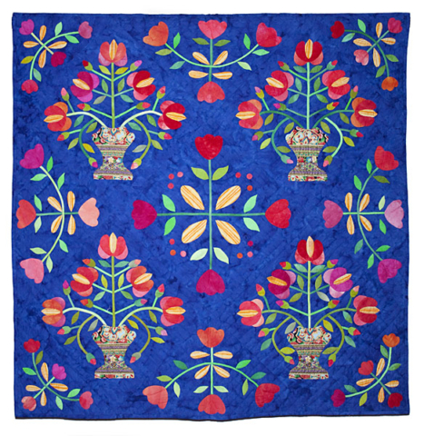 Made by Andi Perejda, Barbara Collins, Joan Bruce and Rene Jennings, hand applique and hand quilting.